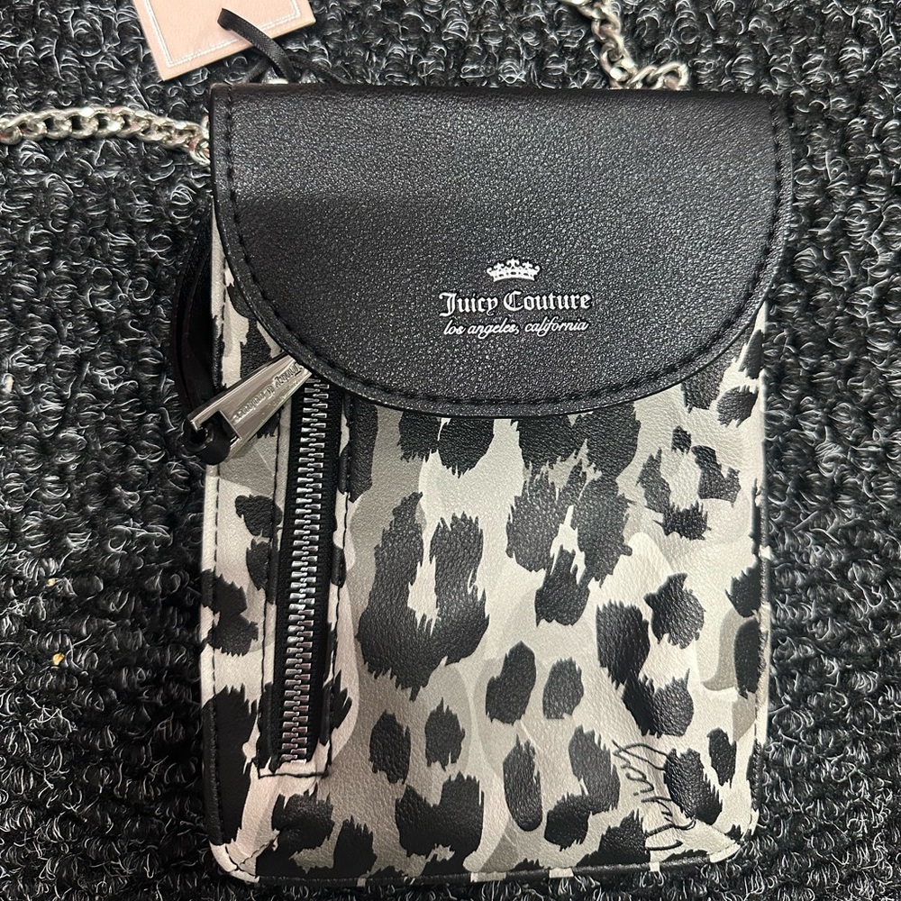 Juicy Couture Black and Gray Animal Print Crossbody Bag